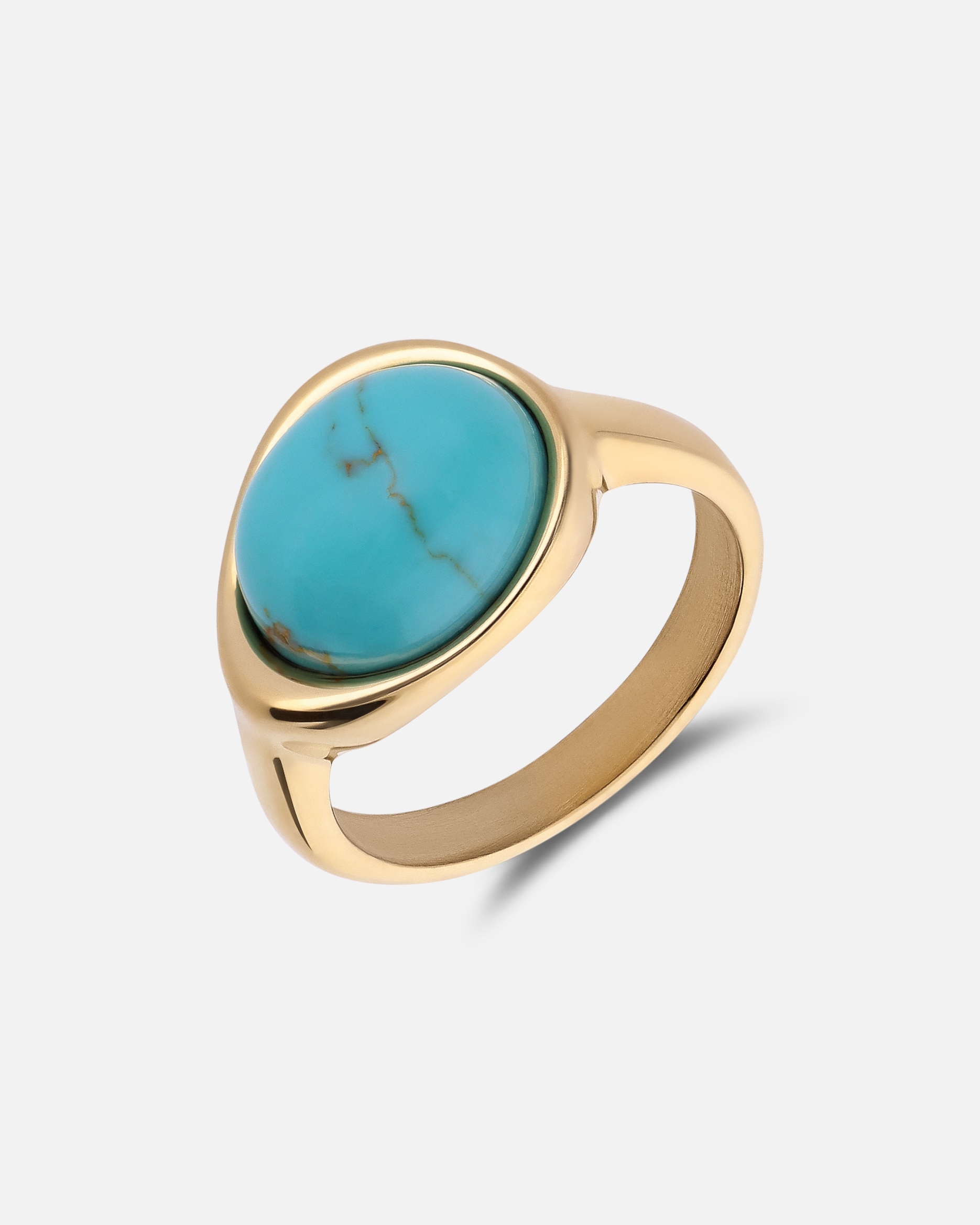 Ring für Weiblich Lucardi Ring Stahl - Gelbgold legiert Türkis - 63mm