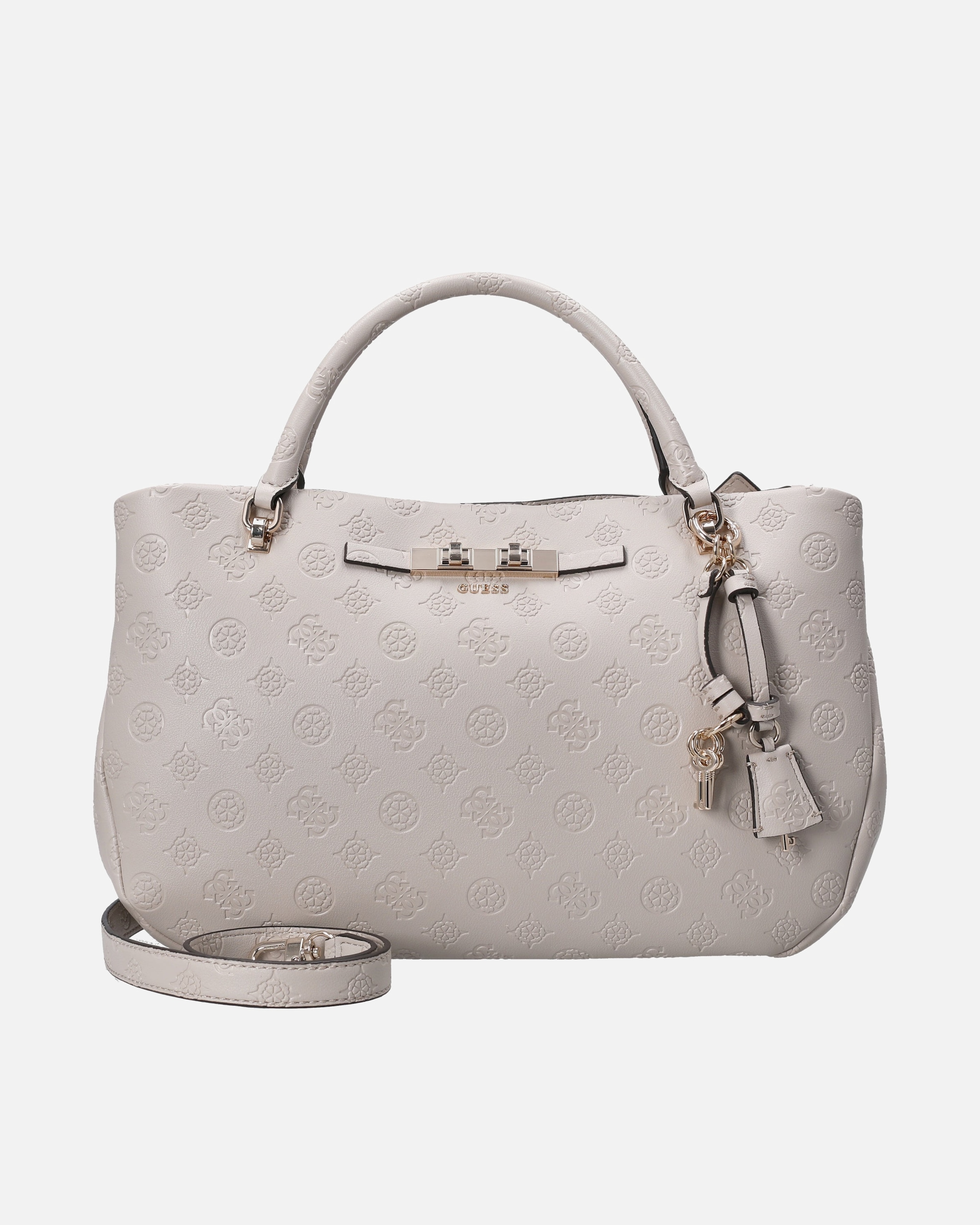 Handtasche für Weiblich Guess Carmella - Henkeltasche 35 cm bone logo