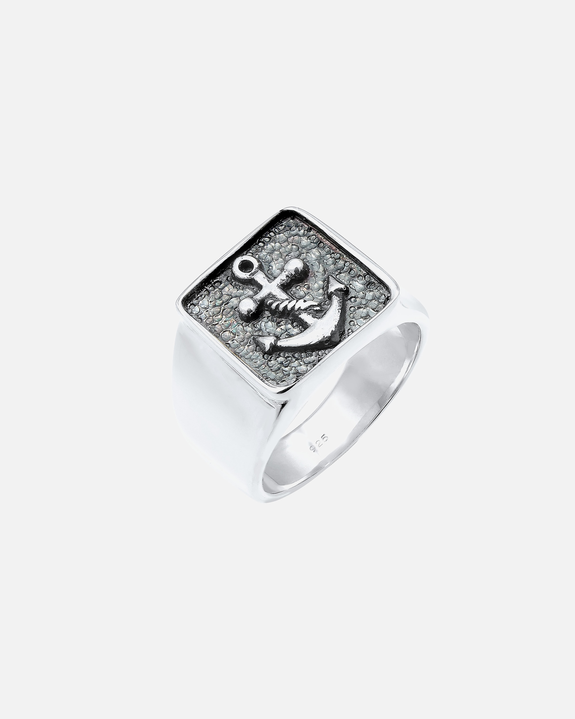 Ring für Männlich KUZZOI Herren Siegelring Anker Basic Oxidiert 925 Silber 62