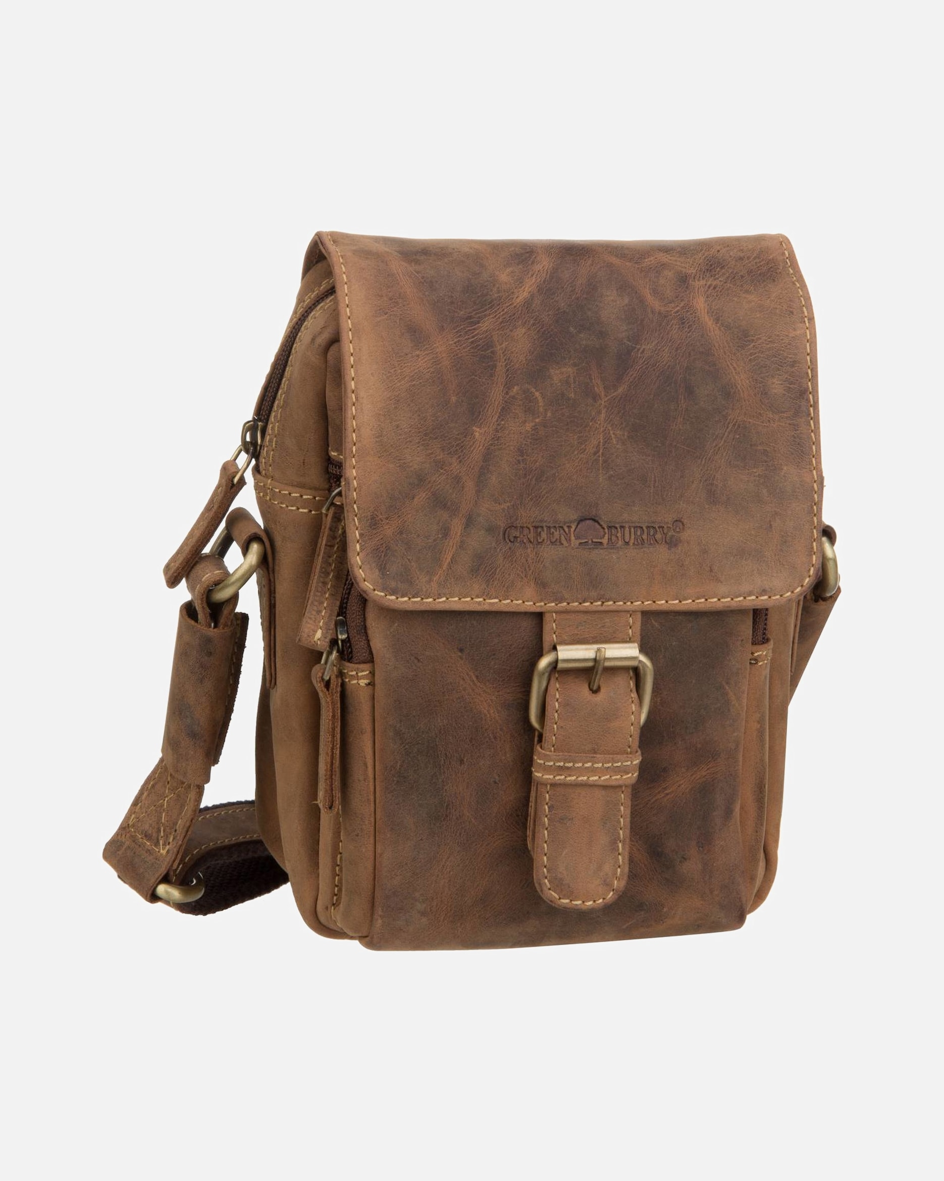 Umhängetasche für Männlich Greenburry Umhängetasche Vintage Sattelbraun