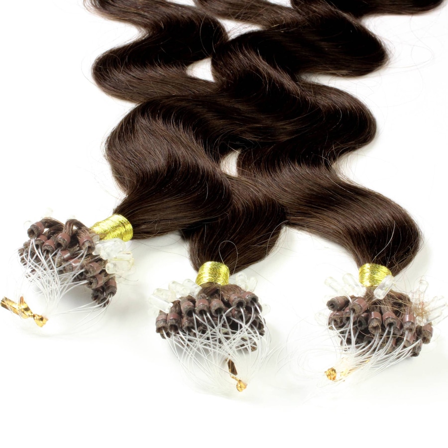 hair2heart Microring Extensions Echthaar #6/3 Dunkelblond Gold 1g 50cm Schwarz Damen