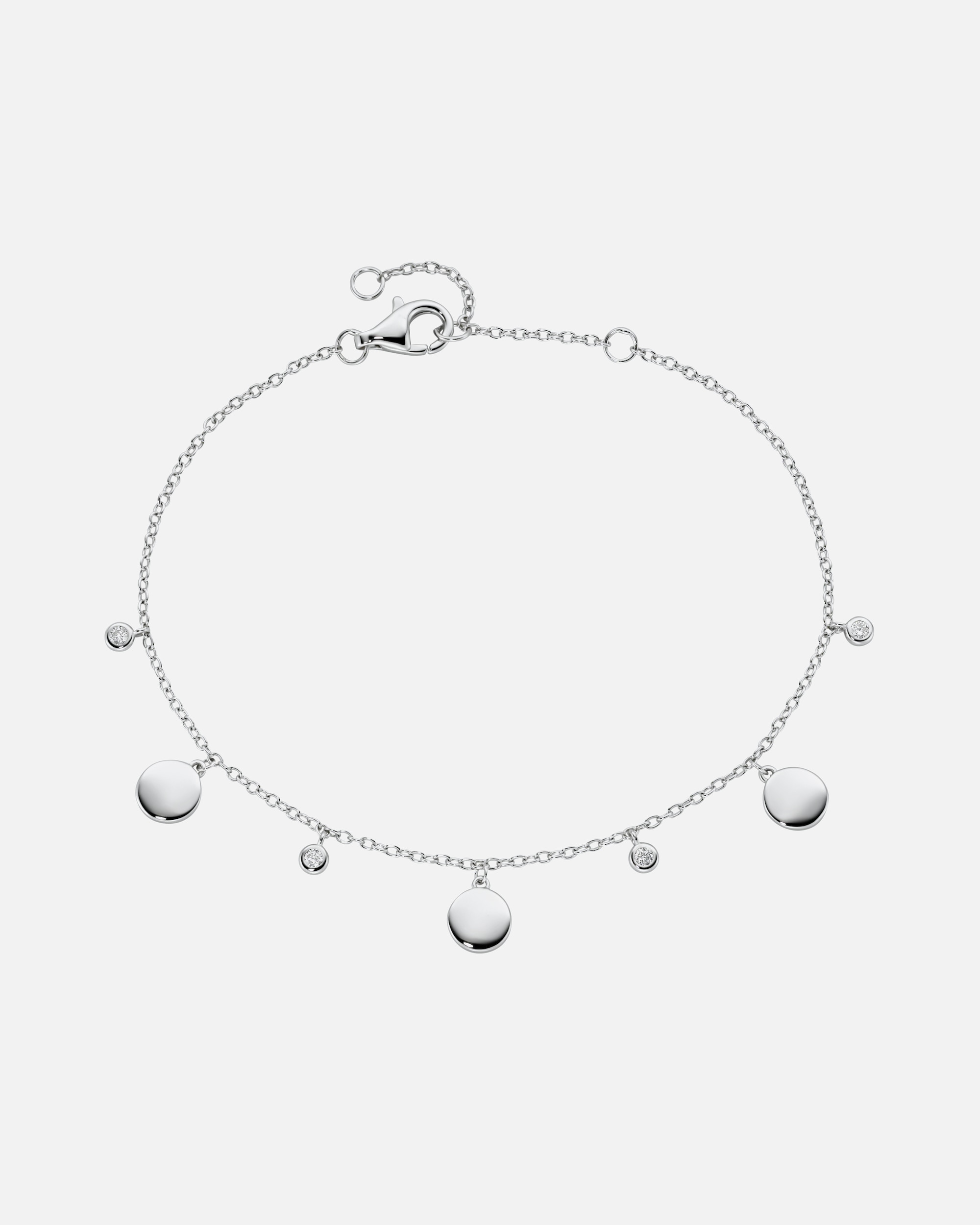 Armband für Unisex Smart Jewel Armband mit runden Plättchen und Zirkonia als Behang, Silber 925 Silber