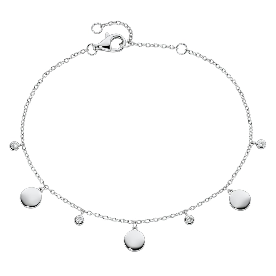 Smart Jewel Armband mit runden Plättchen und Zirkonia als Behang, Silber 925