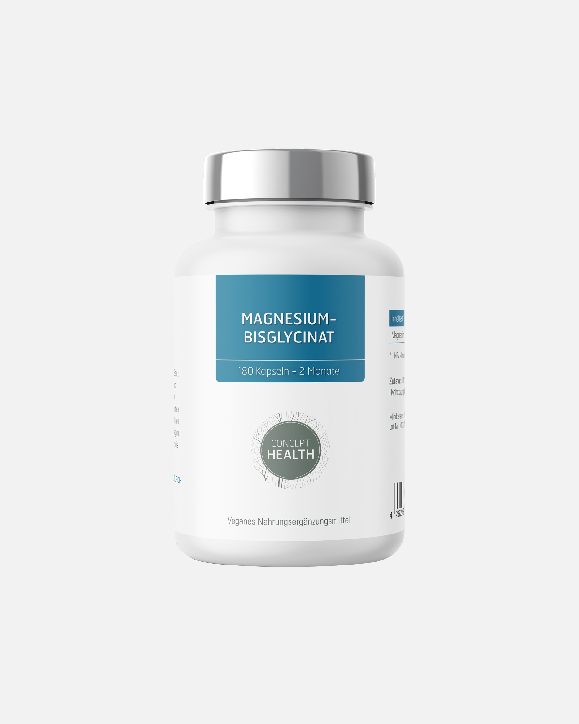 Mineralstoffe für Unisex CONCEPT HEALTH Default Brand Line MAGNESIUM BISGLYCINAT – veganes Magnesiumbisglycinat in Kapselform 180 Kapseln