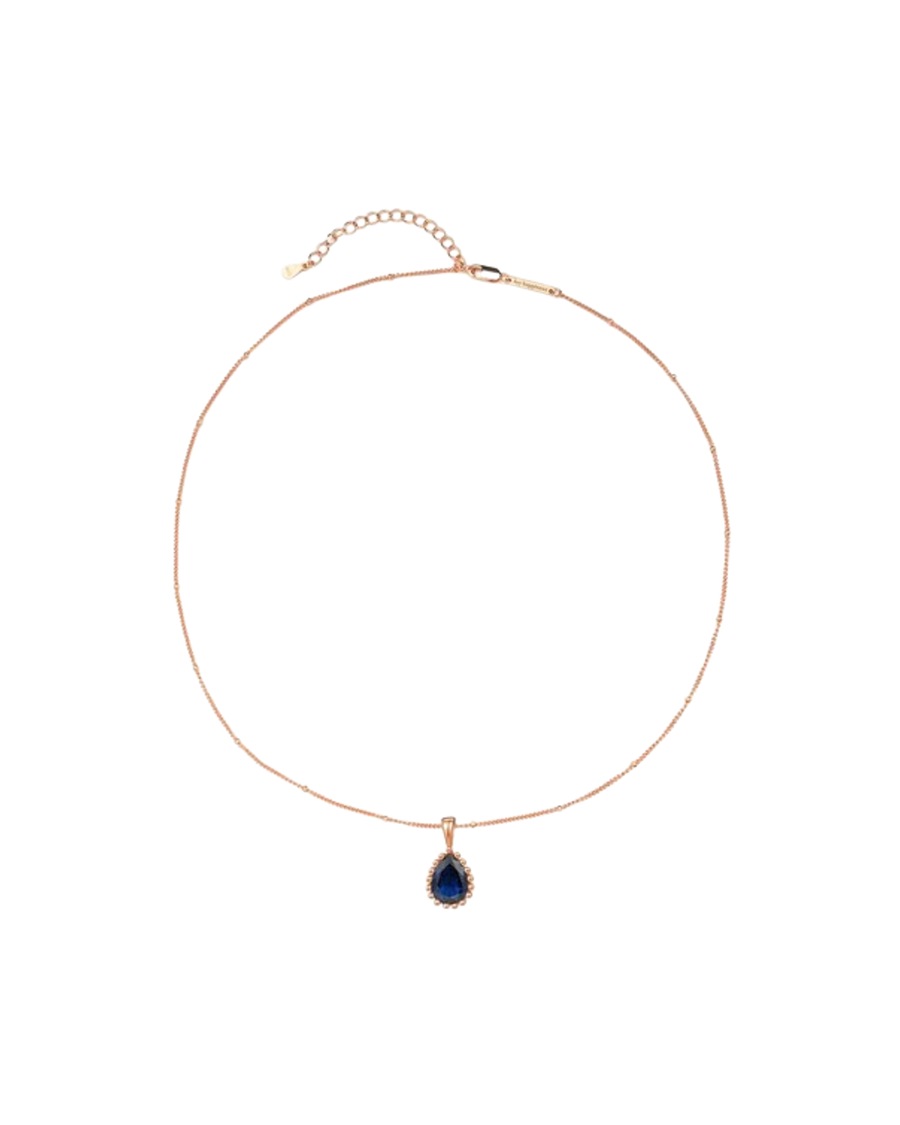 Hey Happiness September Geburtsstein Halskette – 925 Sterling Silber Rosegold Nude Damen