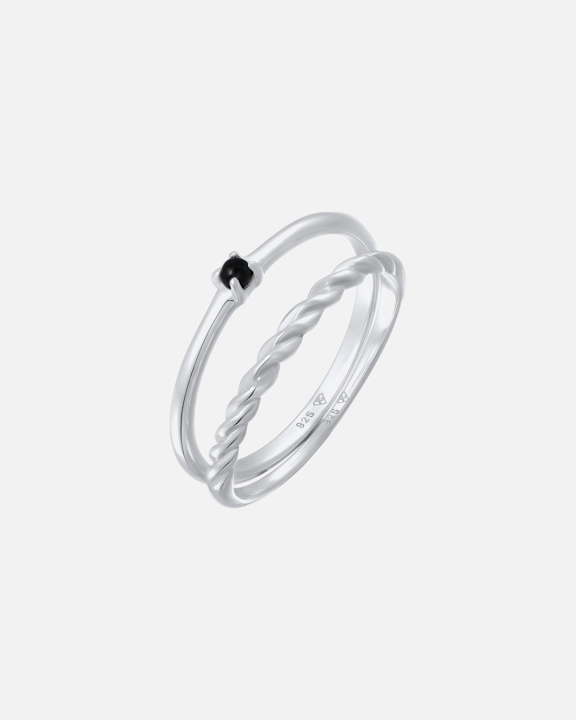 Ring für Weiblich Elli Perle Klassik Gedreht 2er Set 925 Silber 58