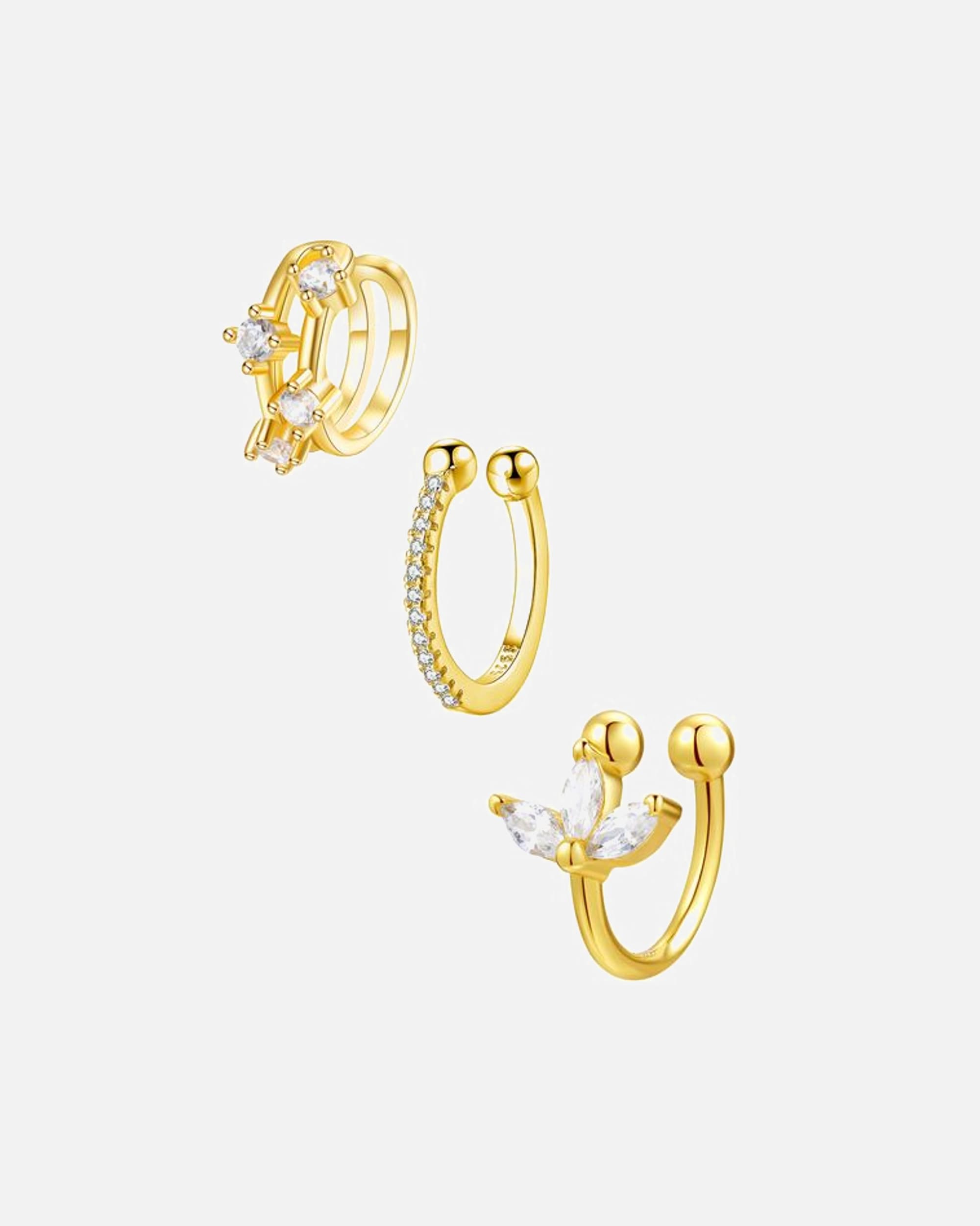 Ear Cuff für Weiblich Hey Happiness Default Brand Line Ear-Cuff-Set aus 925er Sterlingsilber Gold