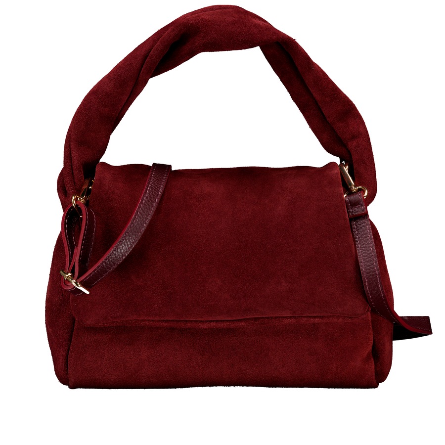 Hausfelder Manufaktur Umhängetasche Velours Weinrot Damen
