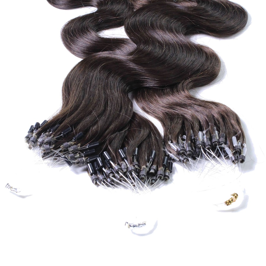 hair2heart Microring Extensions Echthaar #5/0 Hellbraun 1g 40cm Schwarz Damen