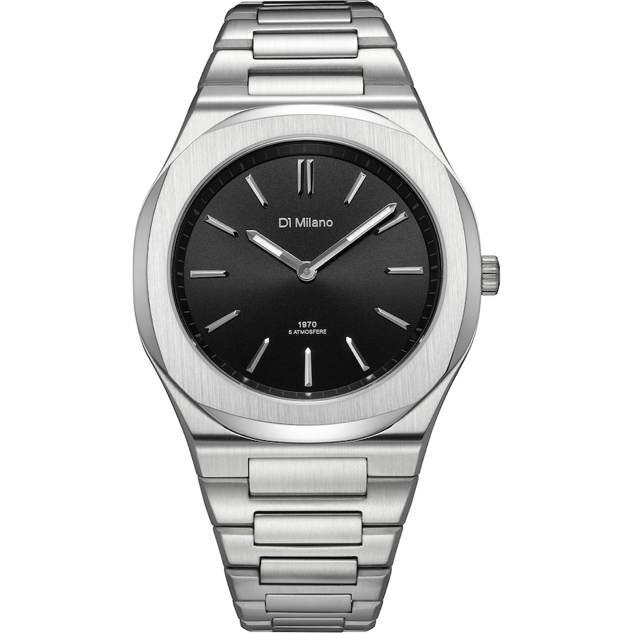 D1 Milano Herrenuhr Edelstahl schwarz, silber Herren