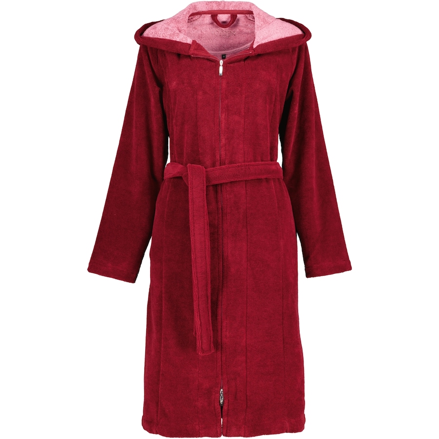 Vossen Bademäntel Damen Kurzmantel mit Kapuze Palermo burgundy - 016 S Weiss