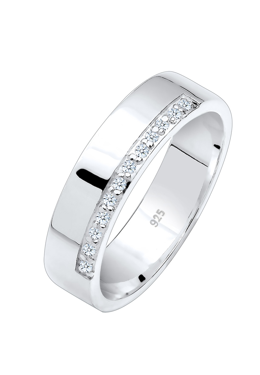 Elli DIAMONDS Bandring Basic Diamanten (0.06 ct.) 925 Silber 58 Damen
