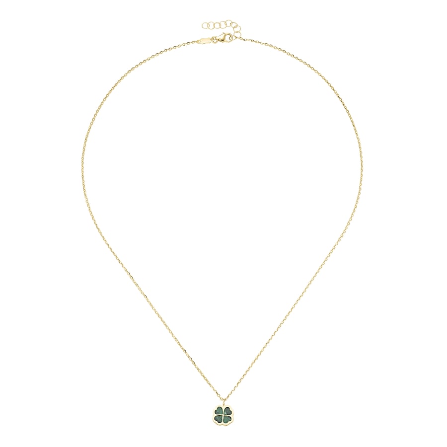 Luigi Merano Kette Kleeblatt-Anhänger mit Malachit, Gold 375 one size