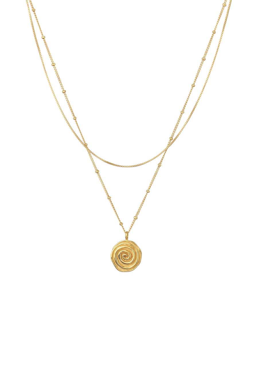 Elli Layer Plättchen Spirale 925 Sterling Silber vergoldet 40 Damen