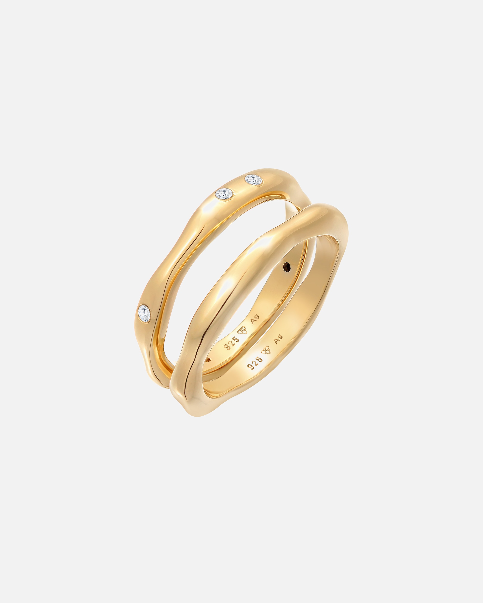 Ring für Weiblich Elli Zirkonia Stapelring Bandring Basic 2er Set 925 Ring 52