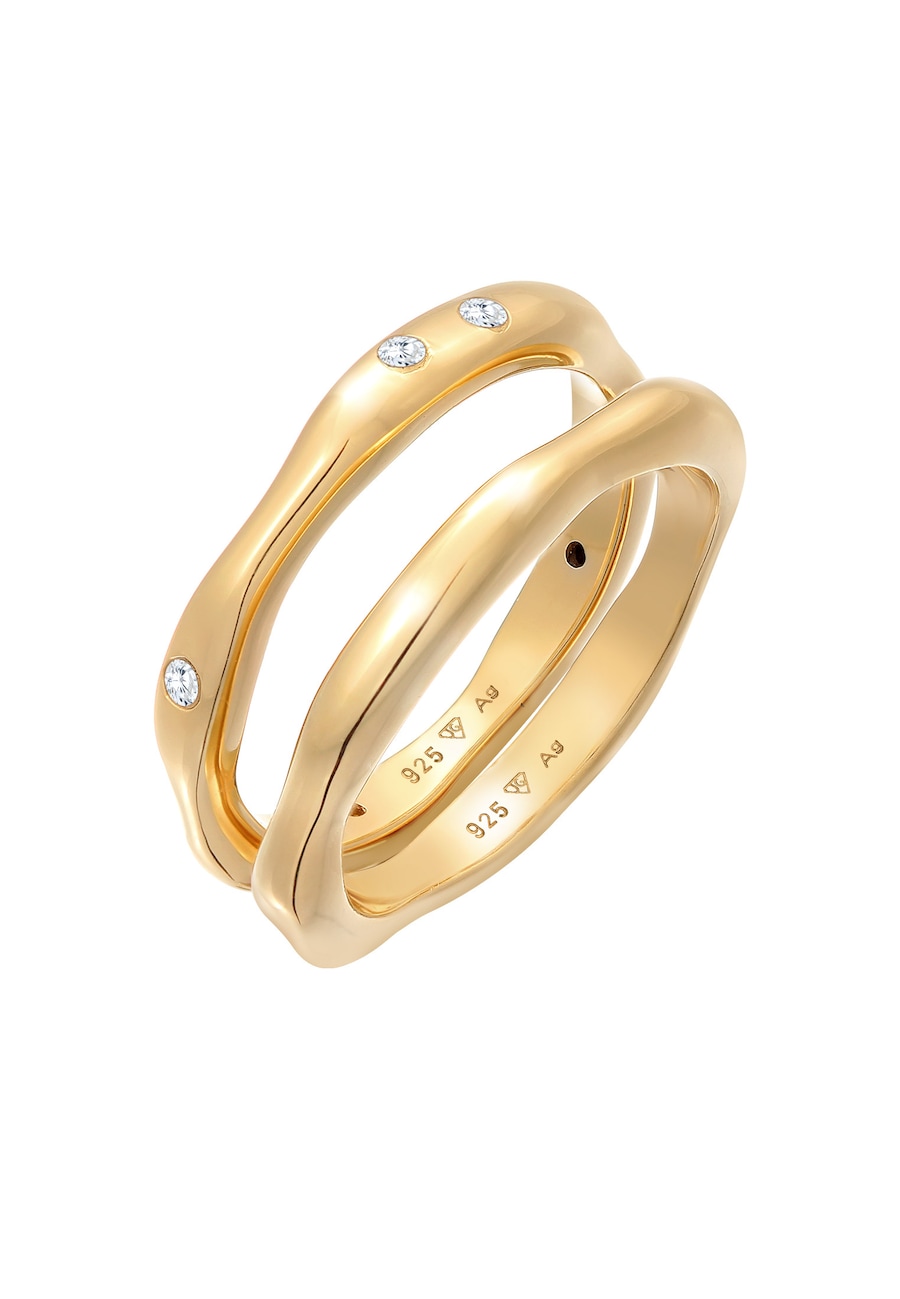 Elli Zirkonia Stapelring Bandring Basic 2er Set 925 Ring 54 Damen