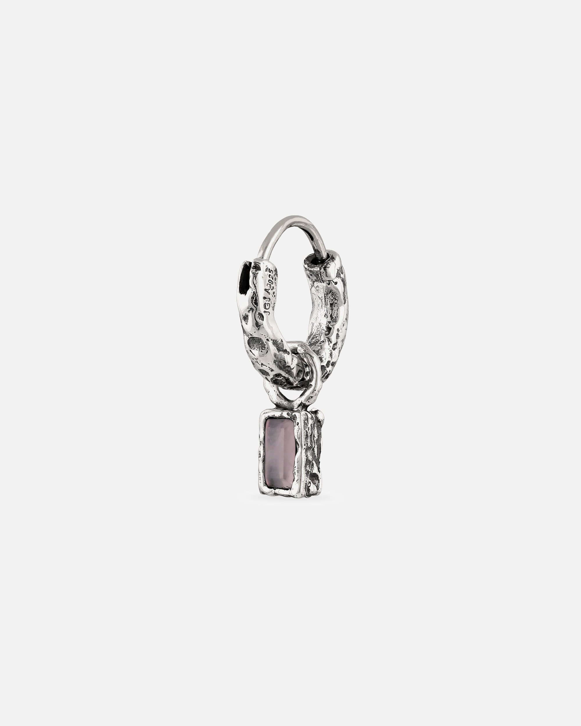 Ohrringe für Männlich Haze & Glory Default Brand Line Creole Rechteck Quarz Rosa 925 Sterling Silber OneSize