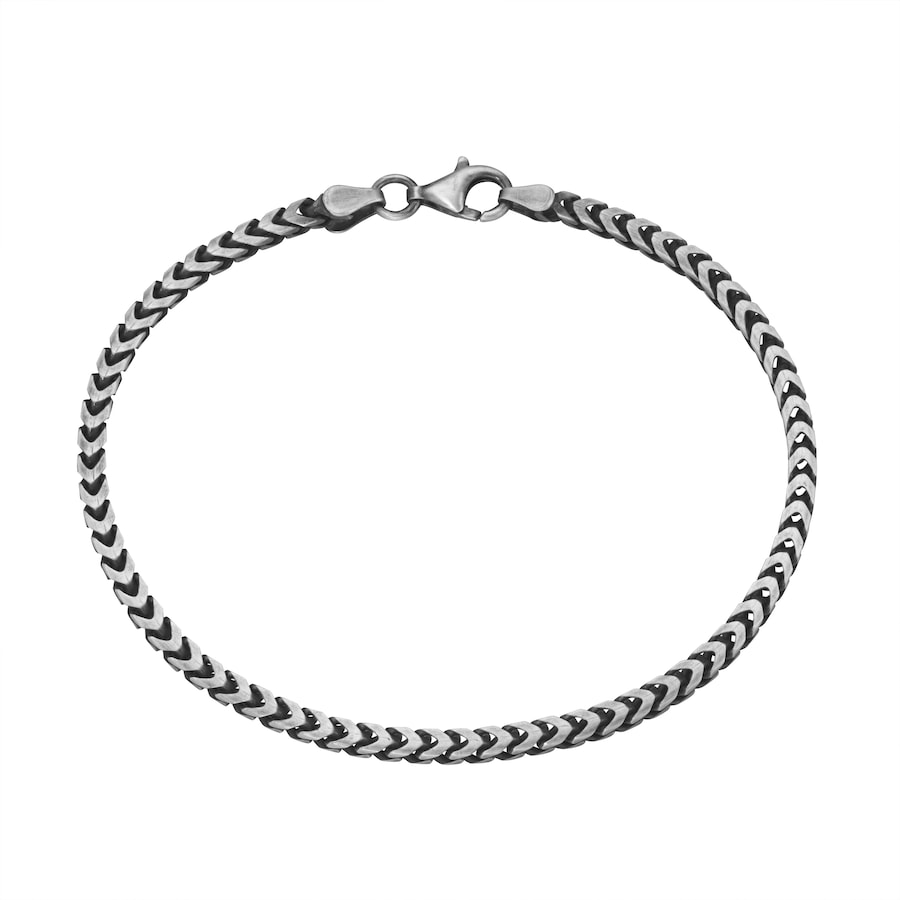 Smart Jewel Armband Fantasiekette 4-kant antik, massiv, Silber 925 21 cm