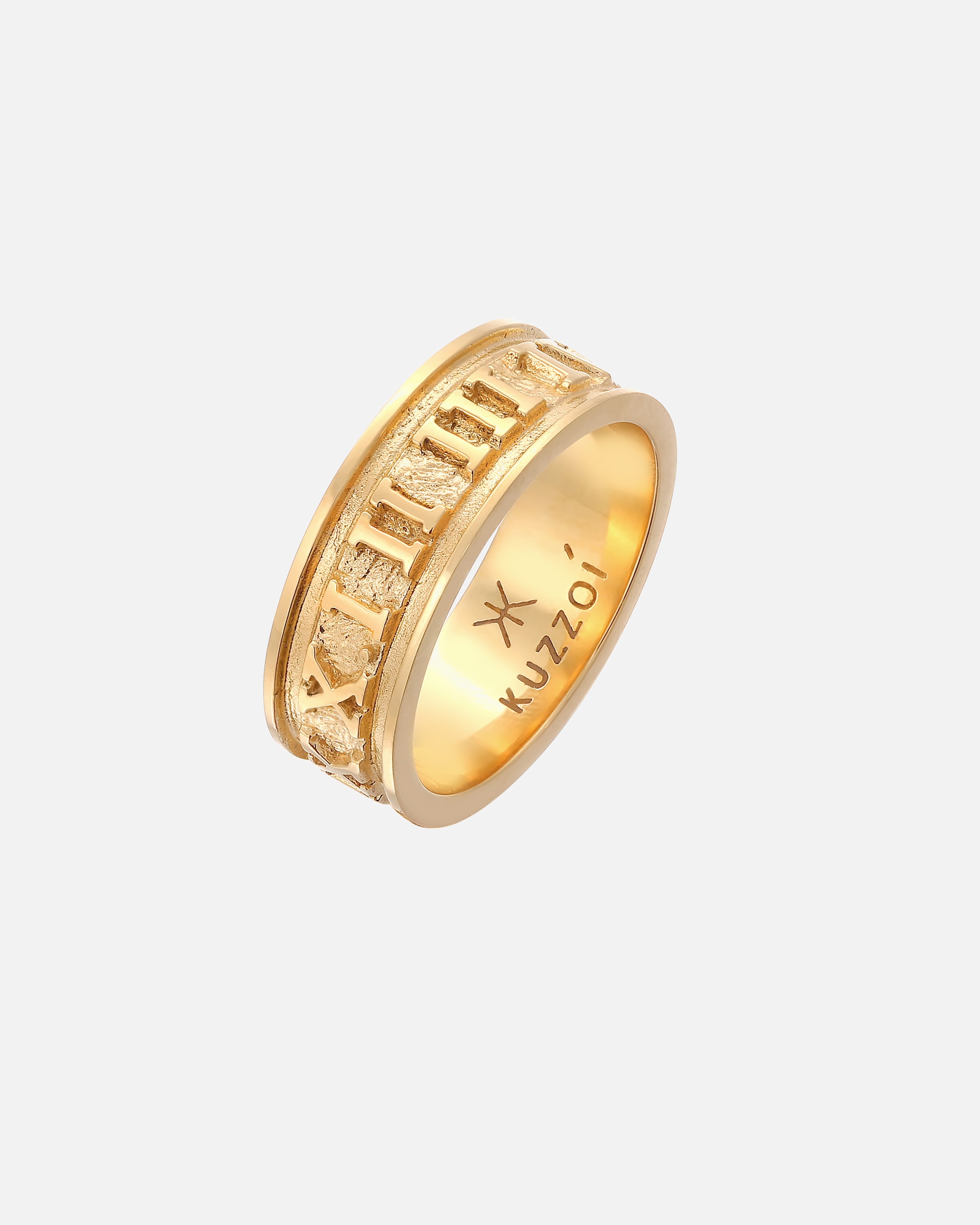 Ring für Männlich KUZZOI Herren Bandring Römische Zahlen 925 Silber 58
