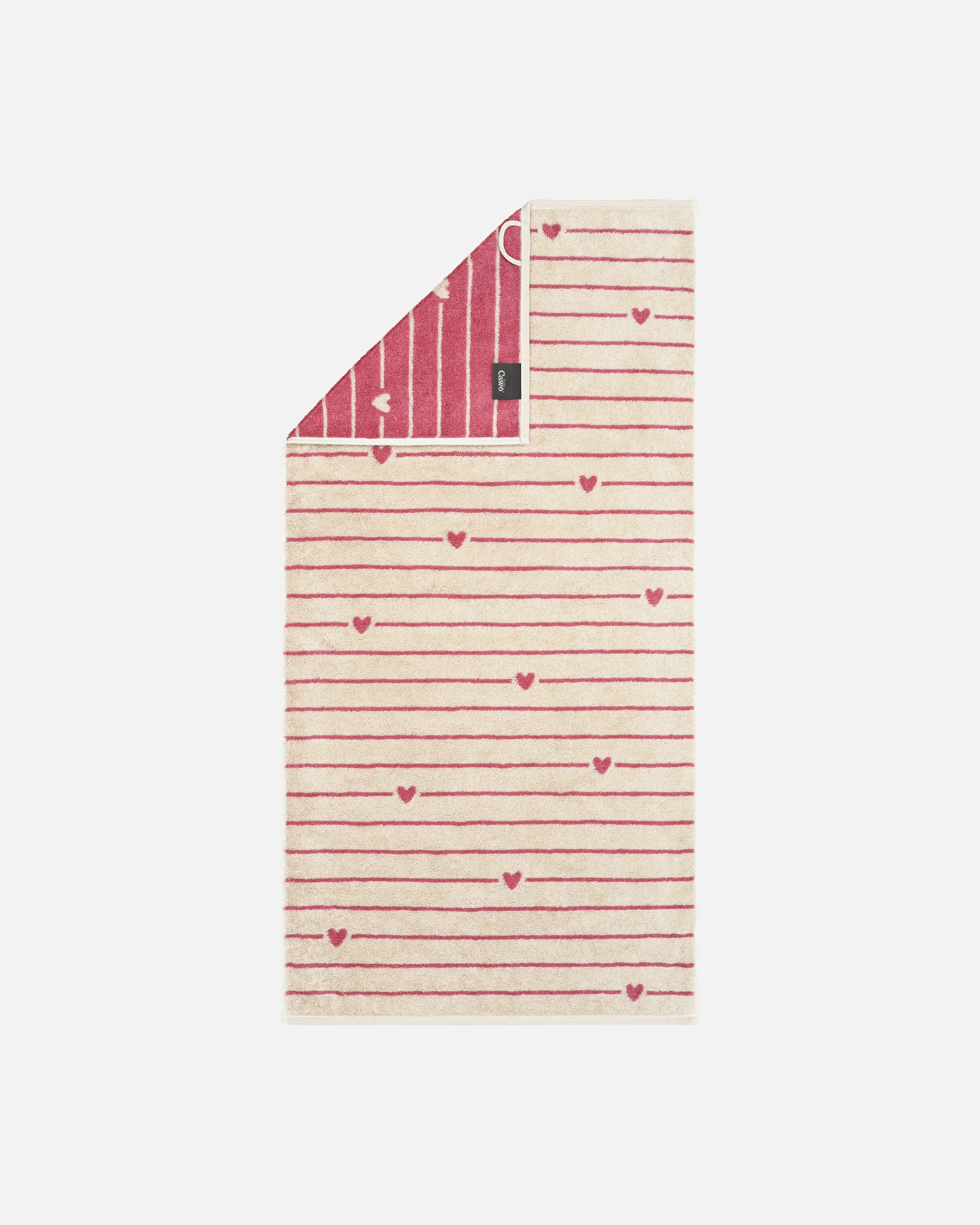 Handtuch für Unisex Cawö Cawö Handtücher Heart Beats Lines & Hearts 6276 beere - 32 Handtuch 50x100 cm