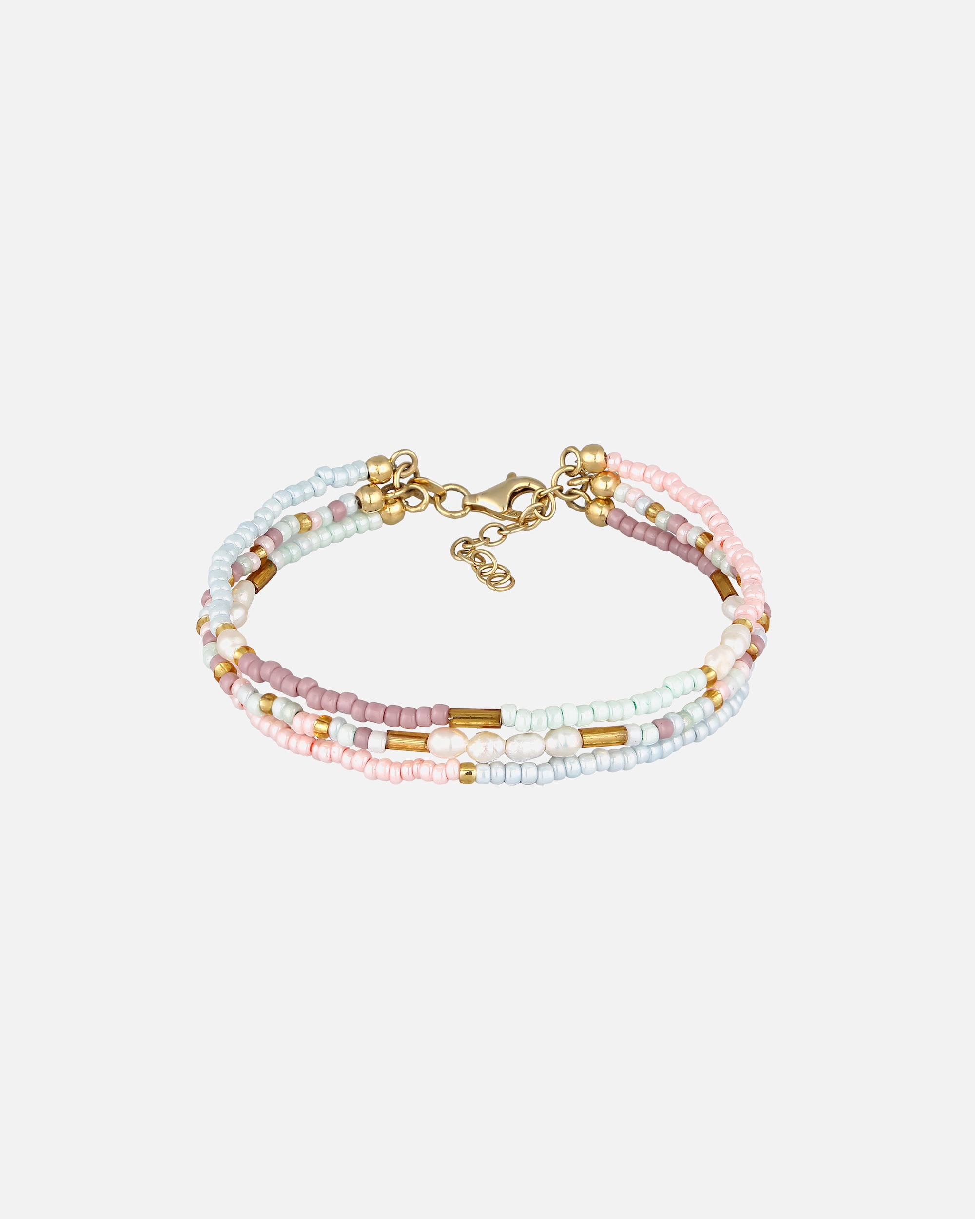 Armband für Weiblich Elli Süßwasserzuchtperlen Glas 3-reihig 925 Silber 16