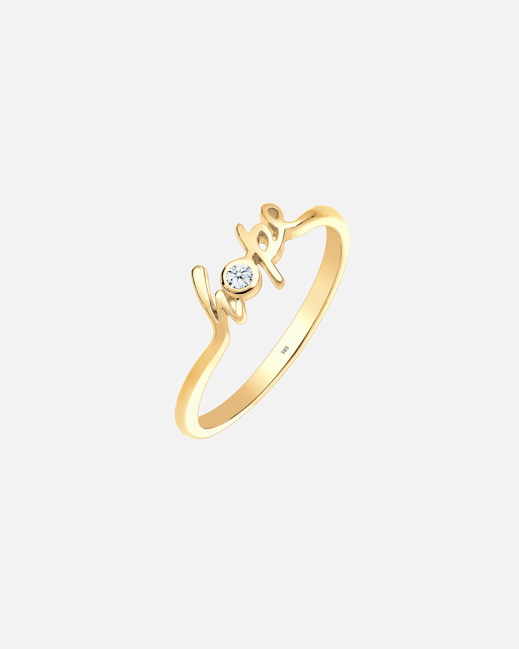 Ring für Weiblich Elli DIAMONDS Hope-Schriftzug Diamant 0.03 ct. 585 Gelbgold 56