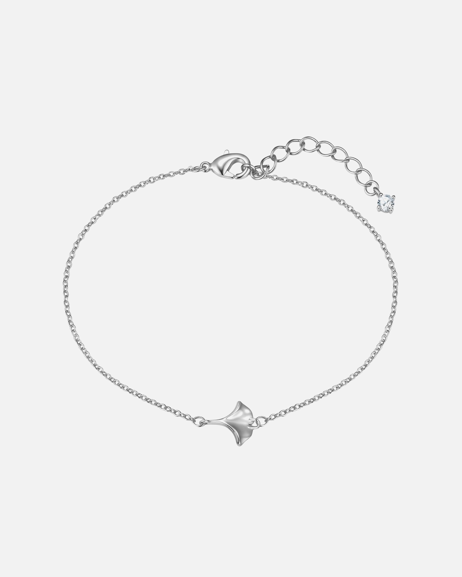 Armband für Weiblich Lulu & Jane Armband Ginkgoblatt aus Messing in silber mit Zirkonia 17,0 cm Basislänge + 3,0 cm Verlängerung