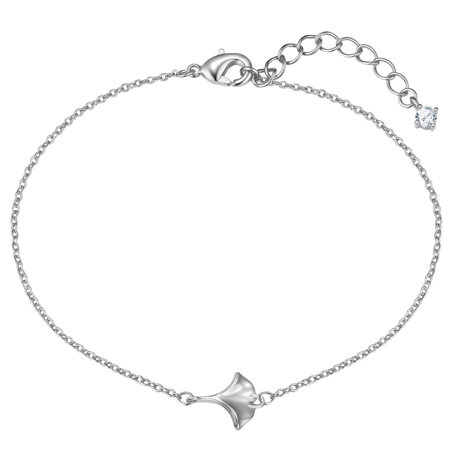 Lulu & Jane Armband Ginkgoblatt aus Messing in silber mit Zirkonia 17,0 cm Basislänge + 3,0 Verlängerung Damen