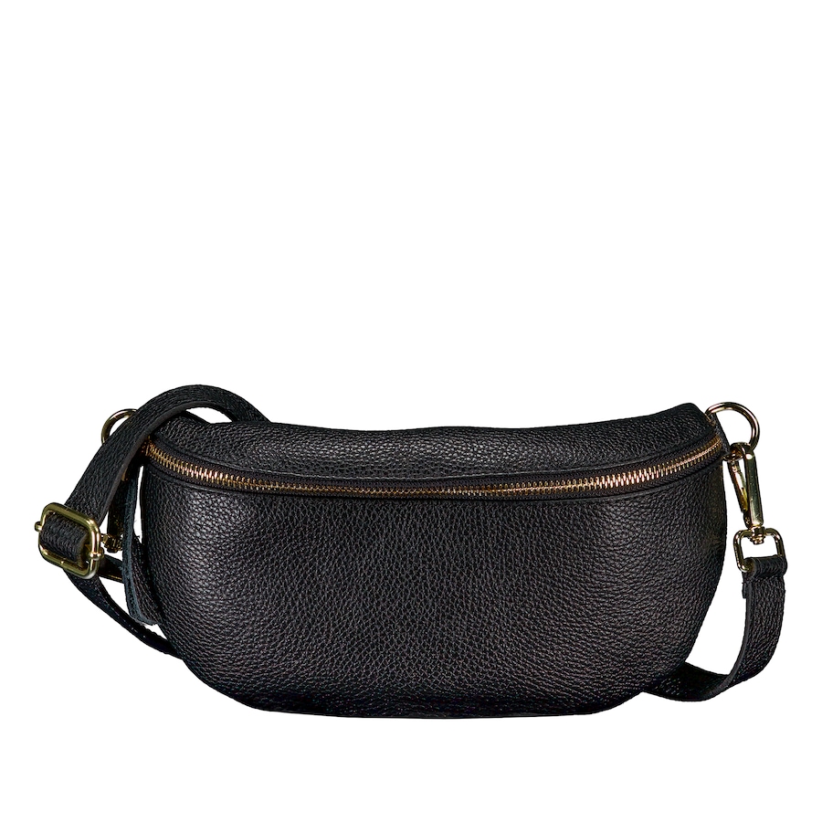 Hausfelder Manufaktur Gürteltasche / Umhängetasche mit Goldfittings Schwarz Damen