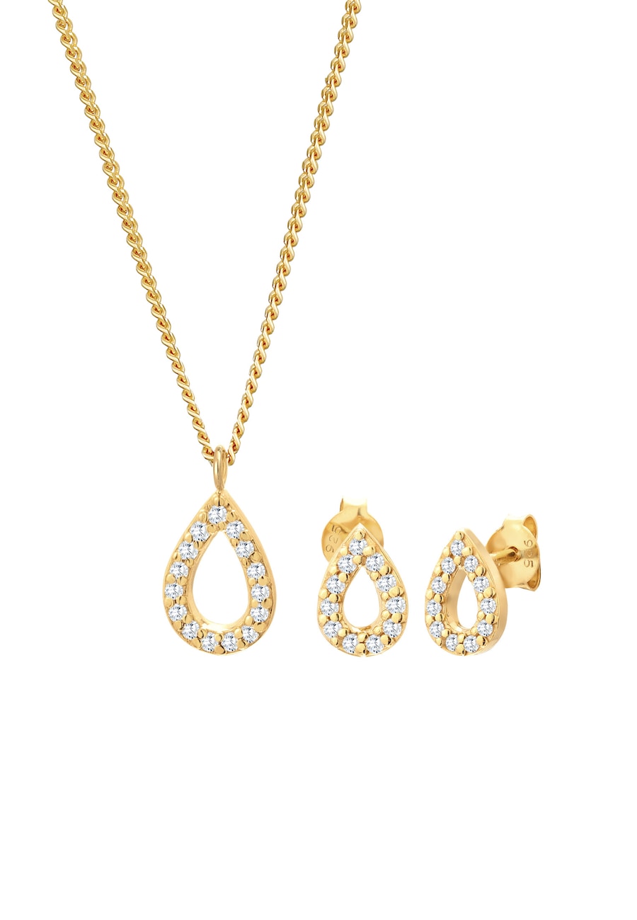 Elli Tropfen Zirkonia Elegant 925 Silber golfarben Damen