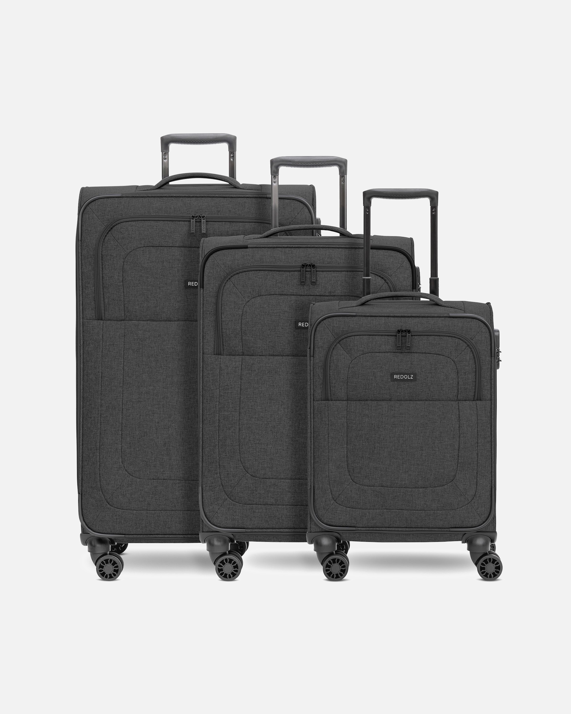 Koffer für Männlich Redolz Essentials 12 THREE SET 4 Rollen Kofferset 3-teilig mit Dehnfalte black2