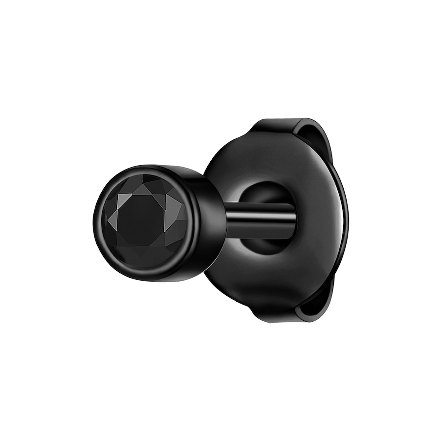 True Rebels Ohrstecker aus Edelstahl in Schwarz mit Zirkonia 3,7 mm Herren