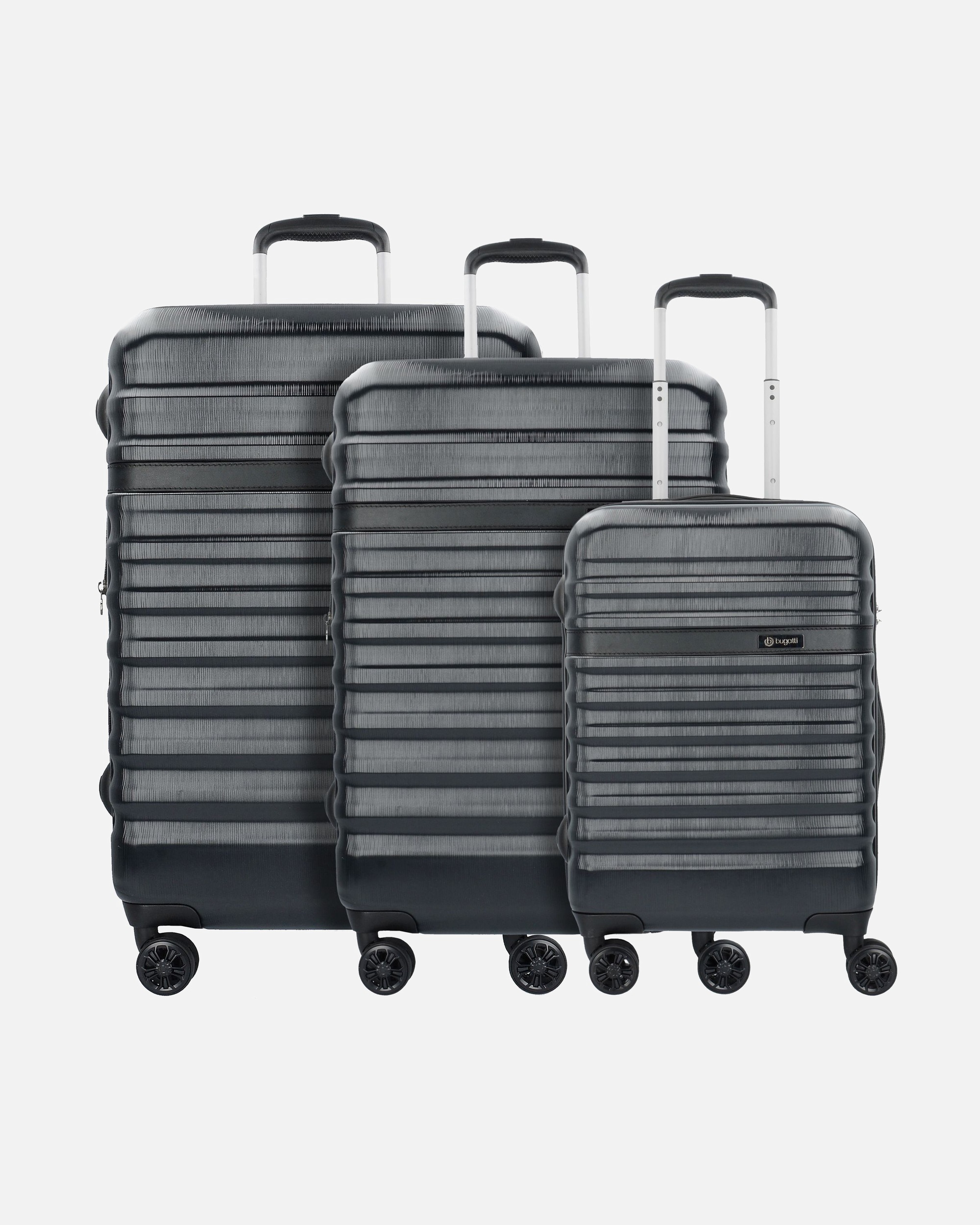 Koffer für Männlich Bugatti Corium 4-Rollen Kofferset 3tlg. schwarz