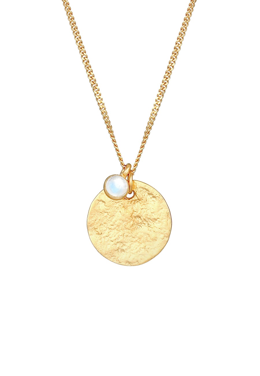 Elli Plättchen Vintage Organic Mondstein 925 Silber goldfarben Damen