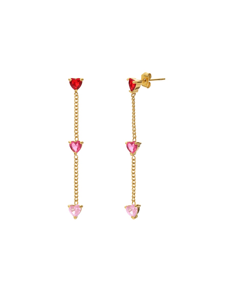 Lucardi Ohrringe Stahl - Gelbgold legiert Rosa Damen