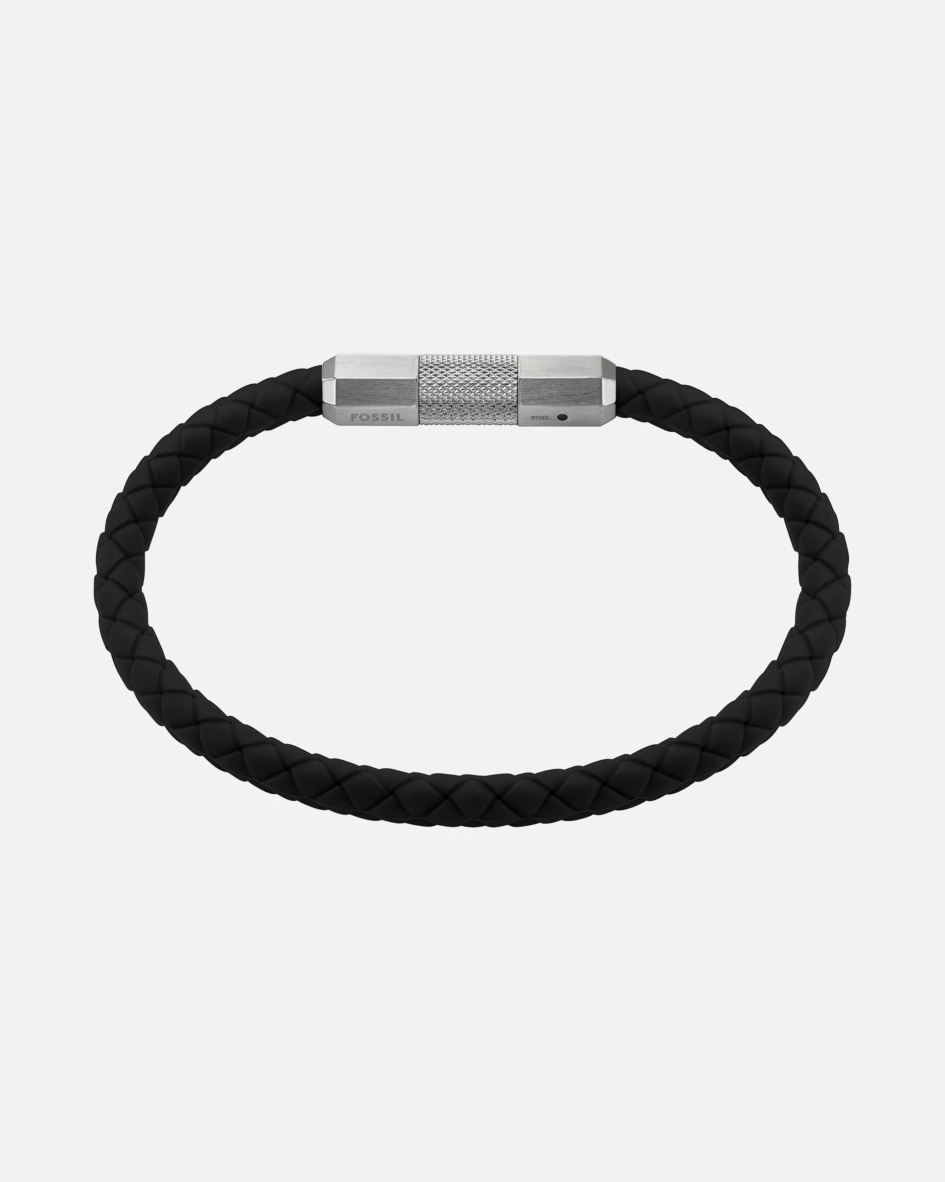 Armband für Männlich Fossil Armband Silikon, Edelstahl schwarz