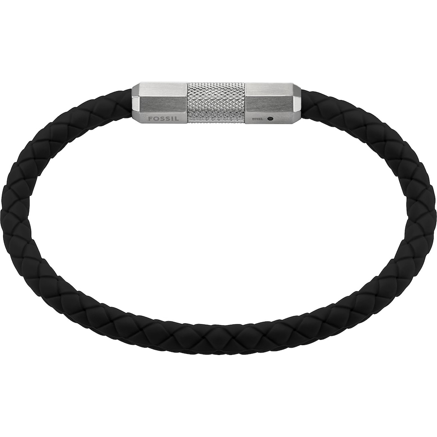 Fossil Armband Silikon, Edelstahl schwarz Herren
