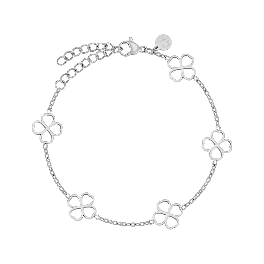 GOOD.designs Allergikerfreundliche Armkette mit Kleeblatt Silber Damen