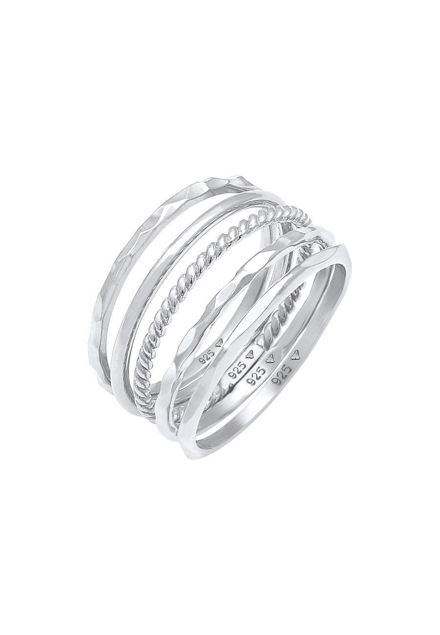 Elli Stapelringe Stacking Bandring 5er Set 925 Silber 54 Damen