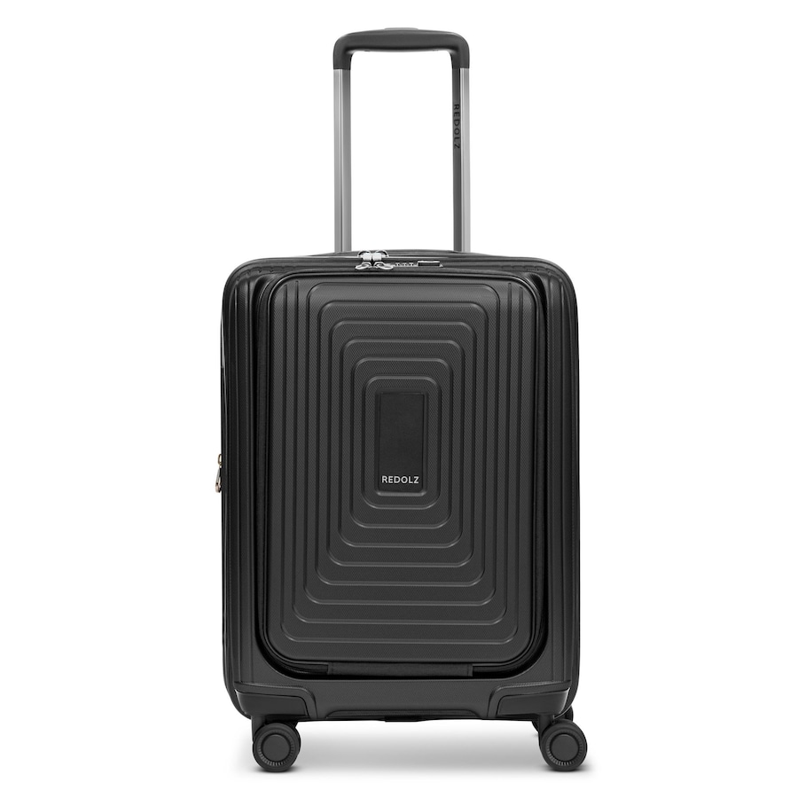 Redolz Essentials 14 4 Rollen Kabinentrolley S 55 cm Laptopfach mit Dehnfalte black metallic Schwarz Herren