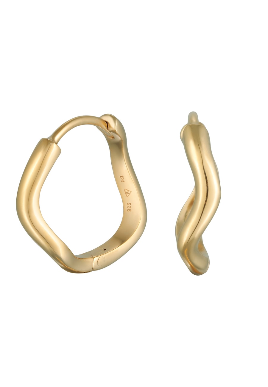 Elli Creolen Wellen Wave Design 925 Silber vergoldet goldfarben Damen