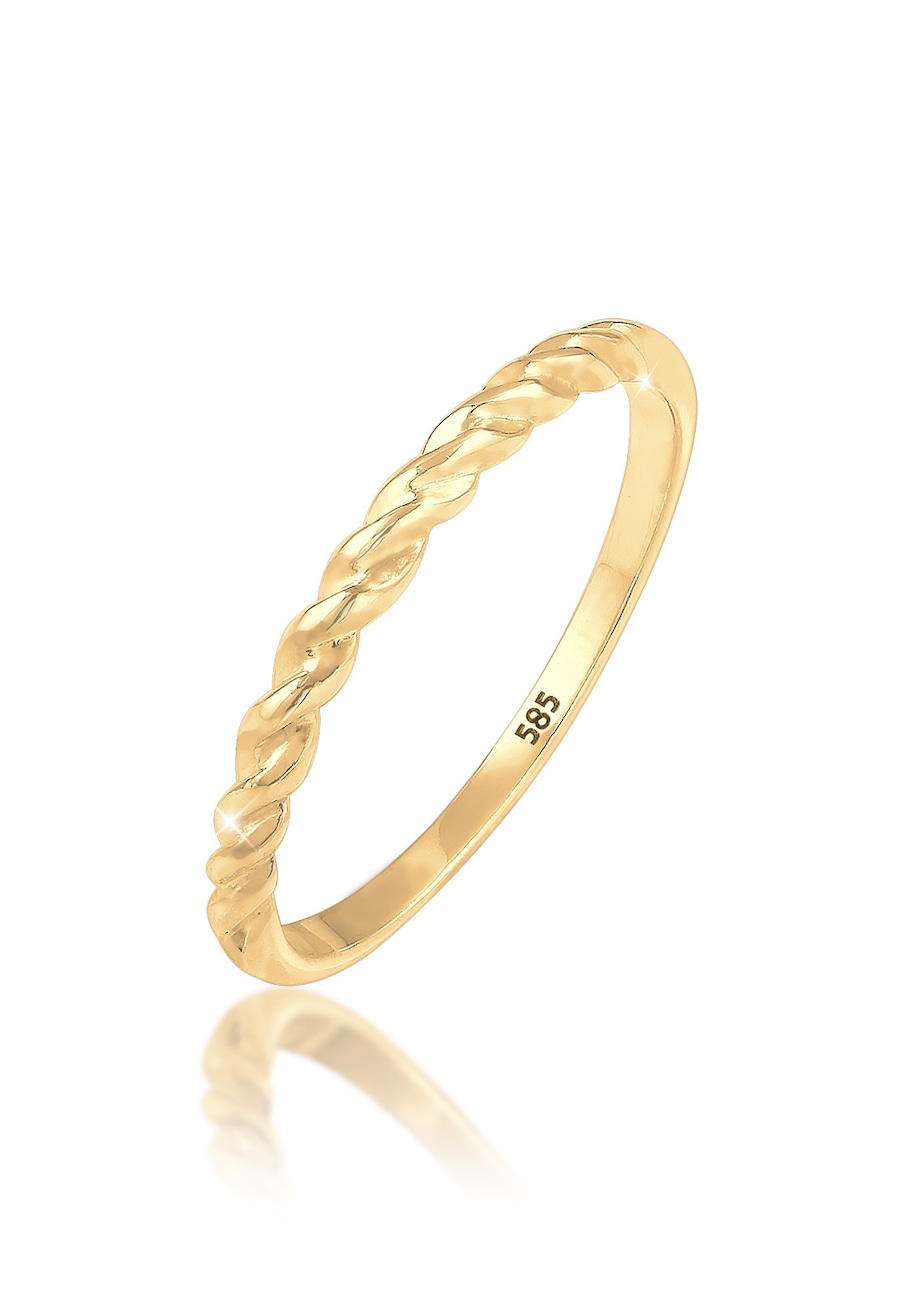 Elli PREMIUM Basic Geo Twisted Gedreht Bandring 585 Gelbgold 58 Damen
