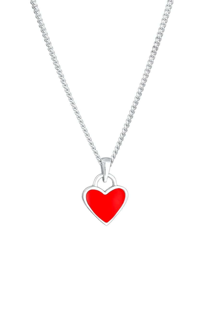Elli Kinder Herz Anhänger Emaille 925 Silber silberfarben Damen