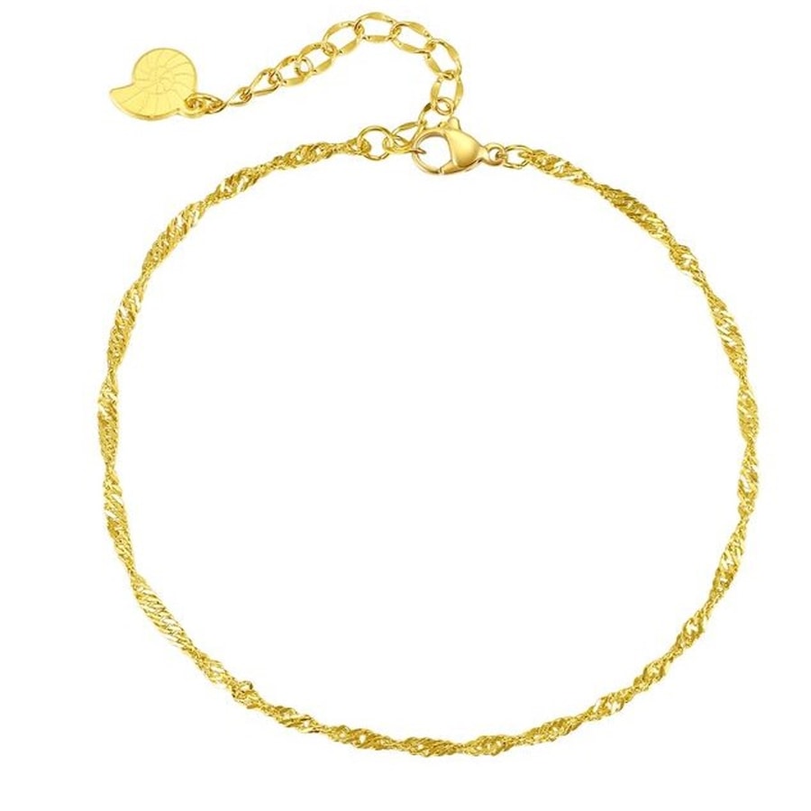 Hey Happiness Feine Singapur Fußkette, aus Edelstahl Gold Damen