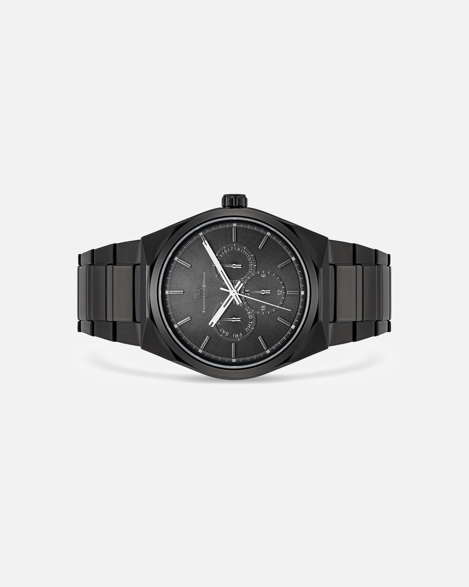 Uhr für Männlich Rhodenwald & Söhne Armband-Uhr Cooledge aus Edelstahl in schwarz 42,0 mm