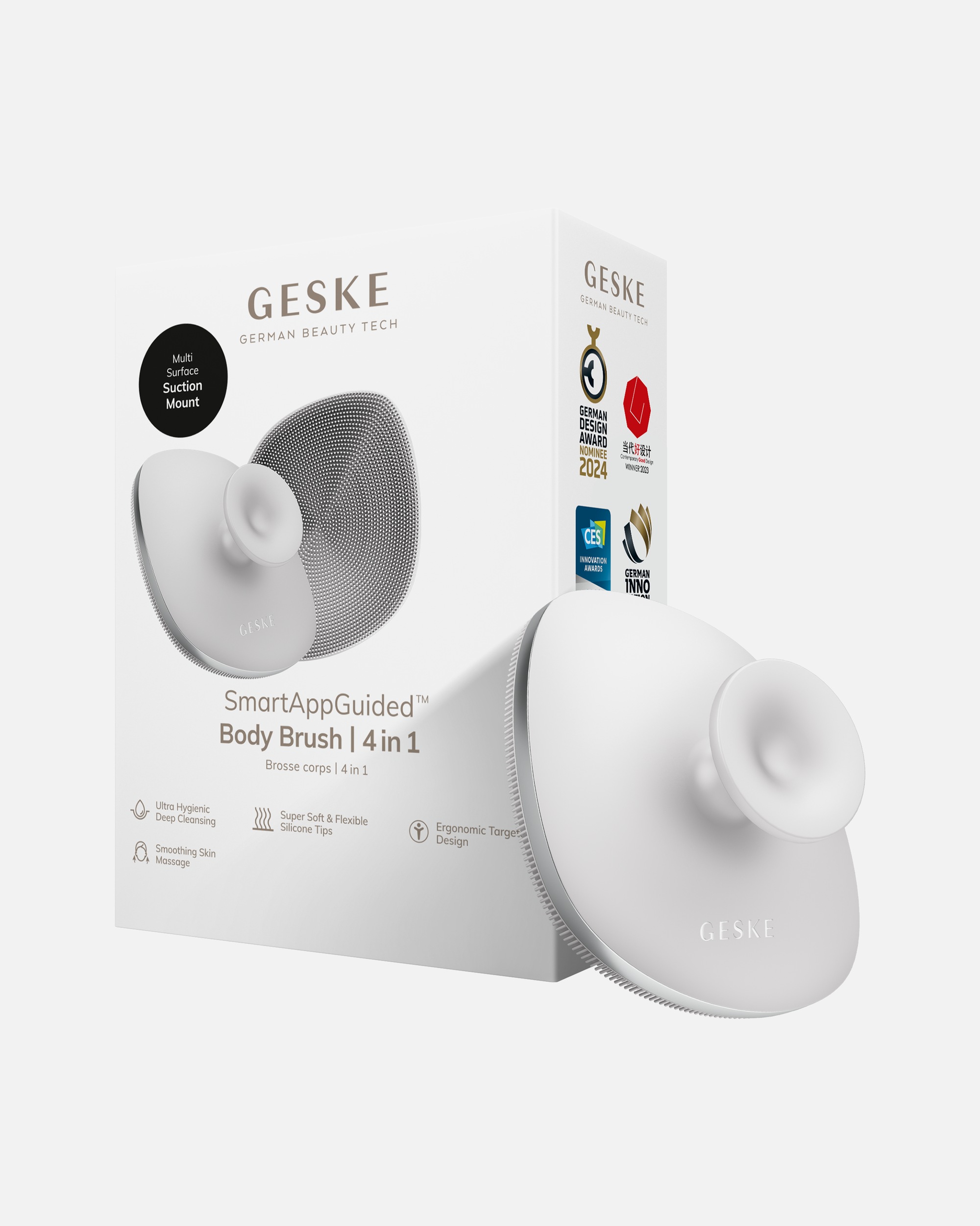 Reinigungsinstrument für Unisex GESKE GESKE Body Brush | 4 in 1 | Design mit Metallring | Reinigungsbürste White