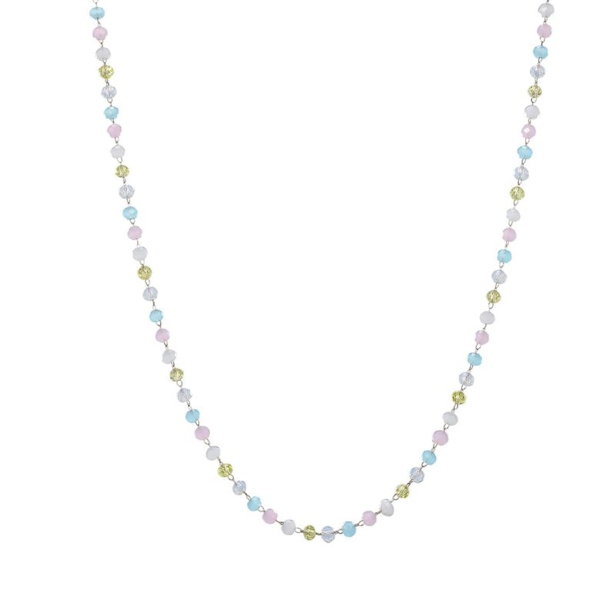 Hey Happiness Pastell Perlenkette – Bunte Halskette Edelstahl, wasserfest Silber Damen