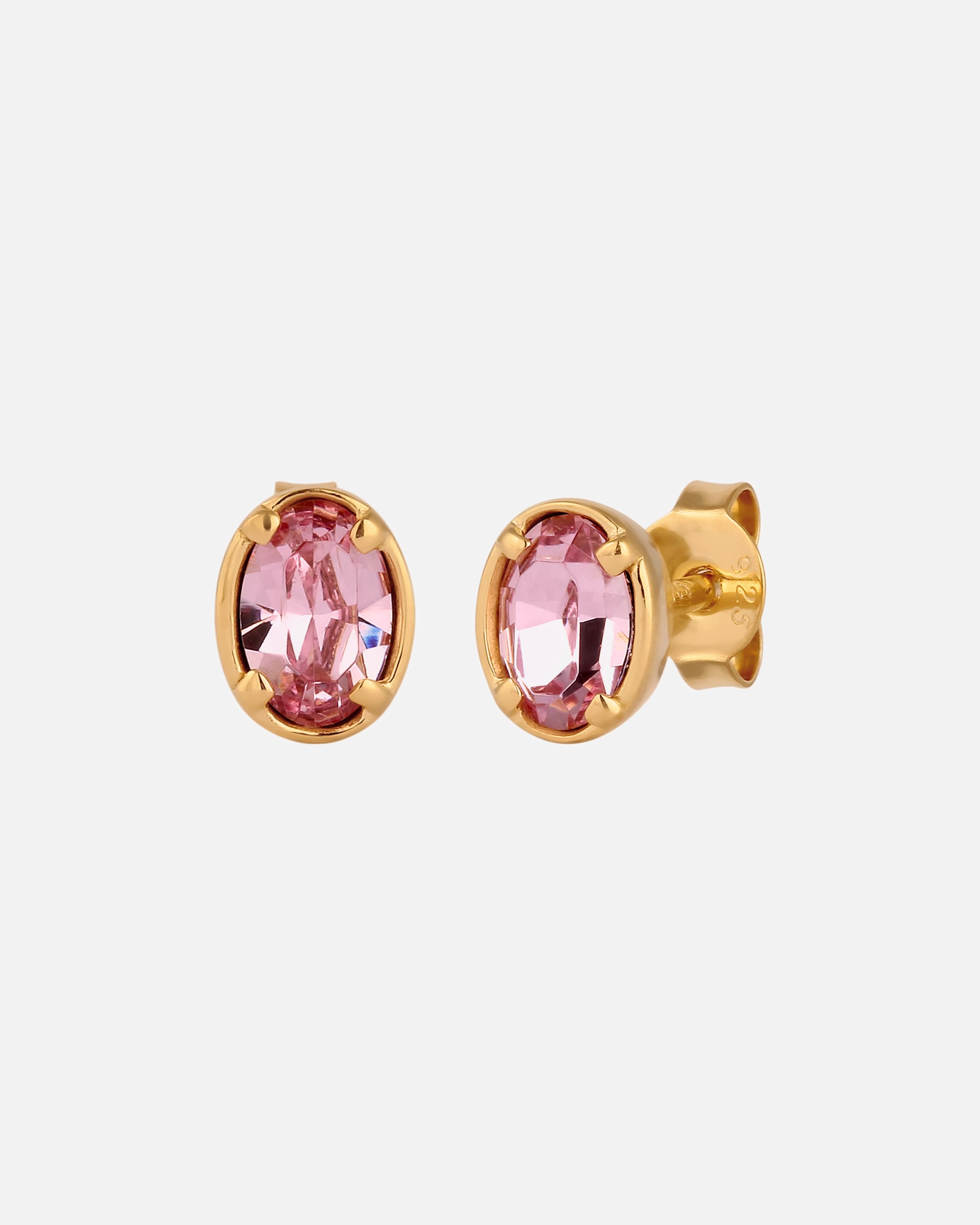 Ohrringe für Weiblich Elli Ohrstecker Oval Pink 925 Sterling Silber, mit Kristallen von Swarovski® goldfarben