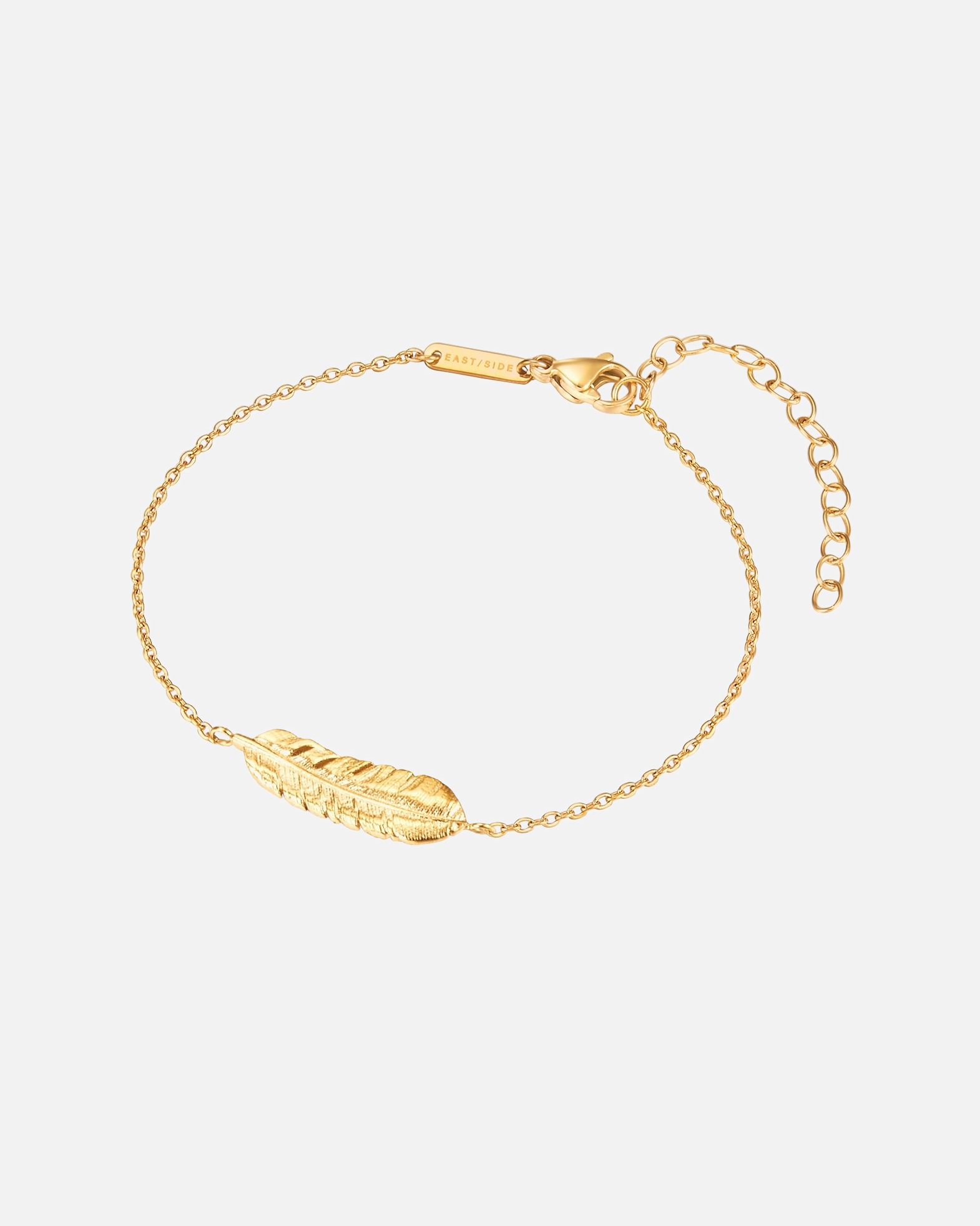 Armband für Weiblich Eastside Armband Feder Edelstahl in Gelbgold 17,0 cm Basislänge + 4,0 cm Verlängerung
