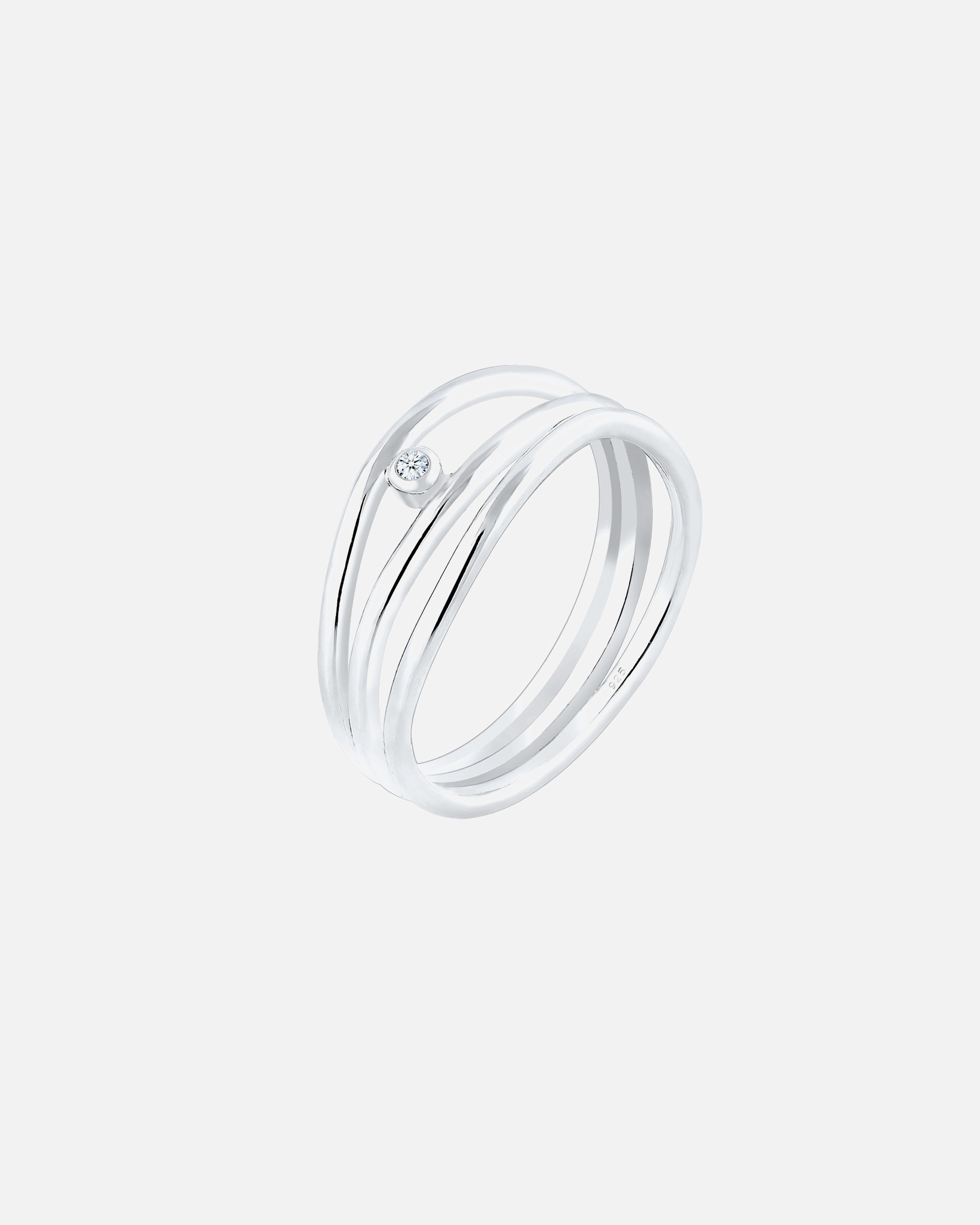 Ring für Weiblich Elli DIAMONDS Wickelring Asymmetrisch Diamant (0.015ct.) 925 Sterling Silber 54
